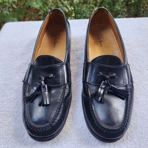 Cole Haan Men’s Black Leather Tassel Loafers Size 9D Classic Dress Shoe - Picture 1 of 7